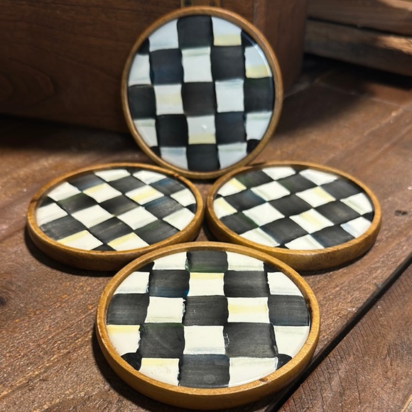 Mackenzie-Childs Checkerboard Coasters Set Classic - Picture 1 of 2